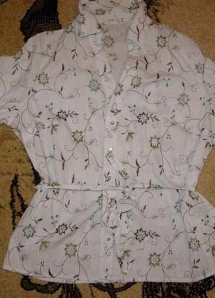 Коттоновая блуза-сорочка під пояс, l-xl