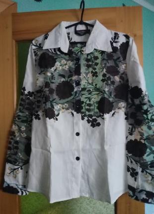Красивая блузка-рубашка с органзой в цветы от taha collection2 фото