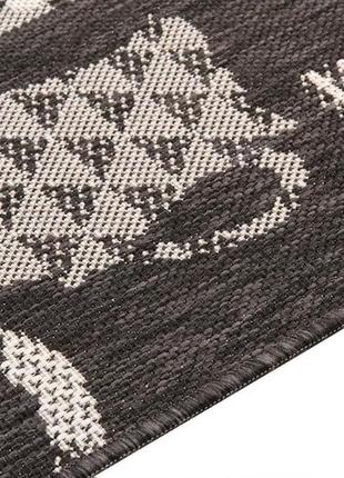 Килим безворсовий на гумовій основі karat flex 19056/80 1.33x1.95 м прямокутний чорний сірий3 фото