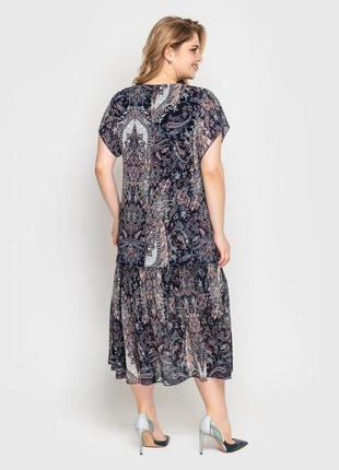 Привлекательное длинное платье свободного кроя из шифона в принт, больших размеров от 50 до 582 фото