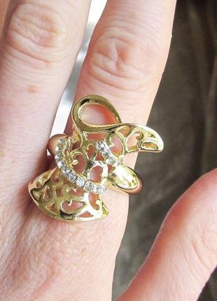 🏵шикарное позолоченное ажурное кольцо, 20 р., новое! арт. 3308