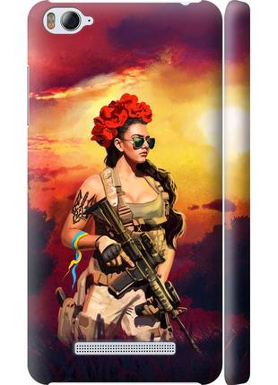 Чохол 3d пластиковий матовий патріотичний на телефон xiaomi mi4i українка зі зброєю "5316m-177-58250"