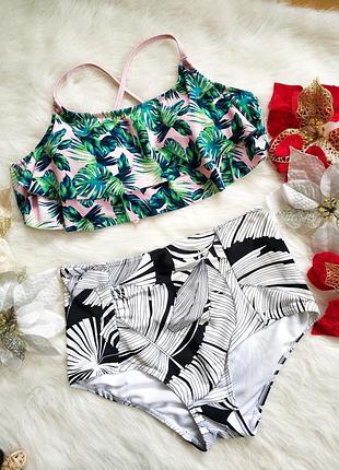 Трендовий купальник з рюшами і трусиками висока талія atmosphere