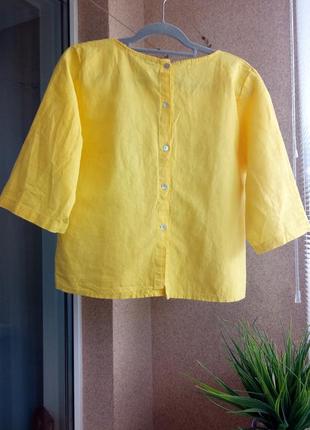 100% лен красивая стильная яркая блуза из натуральной ткани6 фото