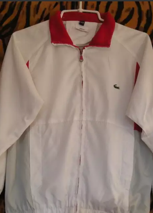 Куртка спортивна білого кольору з сірою і червоною вставками.,р. 46