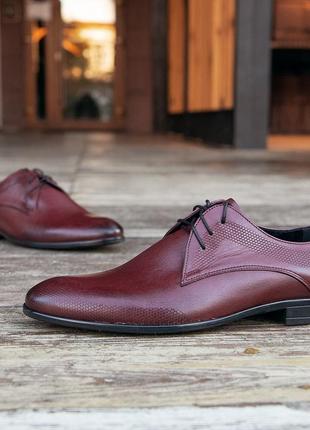 Бордовые мужские туфли lavaggio из кожи2 фото