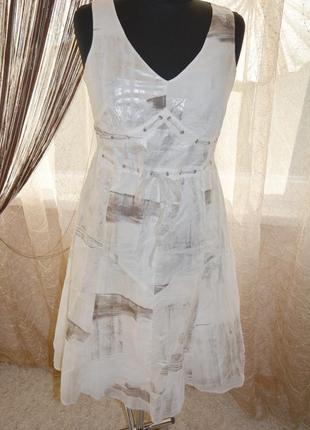 Легкое натуральное платье- сарафан, хлопок, серебро