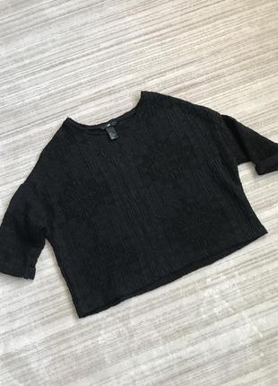 Фактурний темно-синій укорочений світшот h&m