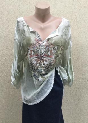 Тонкая,легкая,прозрачная блуза,рубаха,стразы,заклепки,этно,бохо стиль