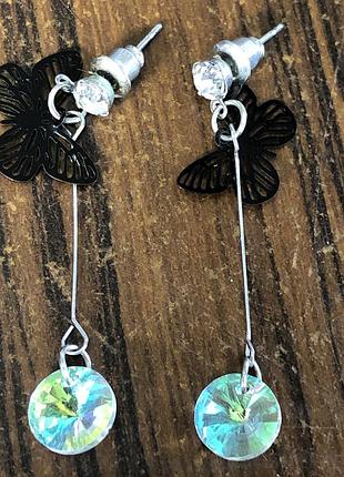 Серьги пусеты бижутерия бабочки