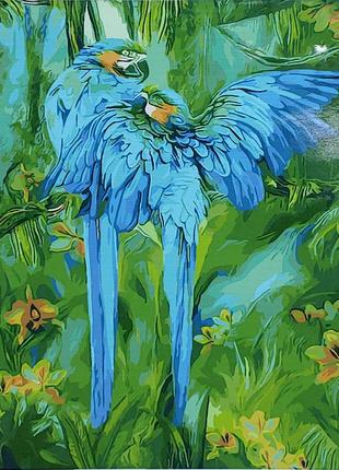 Картина за номерами сині папуги розміром 40х50 см (gs001) melmil