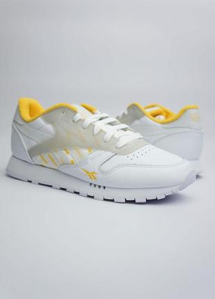 Кросівки reebok classic leather white/yellow оригінал