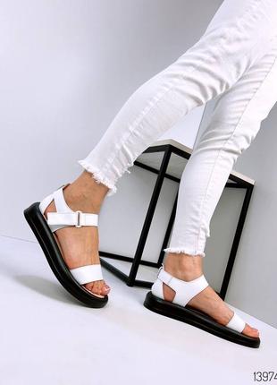 Босоножки женские кожаные белые сандали8 фото