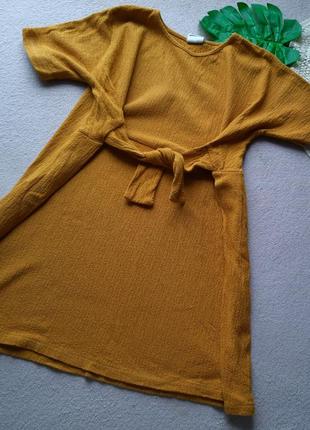Натуральное платье цвета горчица zara 128см