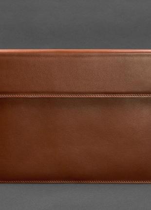 Кожаный чехол-конверт на магнитах для ноутбука универсальный светло-коричневый