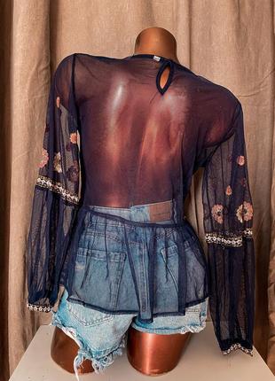 Прозора блуза з об'ємними рукавами2 фото