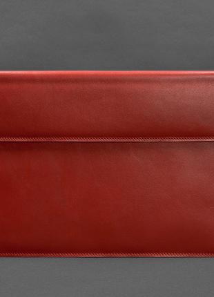 Кожаный чехол-конверт на магнитах для macbook 15 дюйм красный