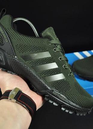 Стильные кроссовки адедас adidas мужские хаки/зеленые текстильные+сетка деми, демисезонные осенние, веснушки, летние (на осень,весная,лето 2023-2024)2 фото