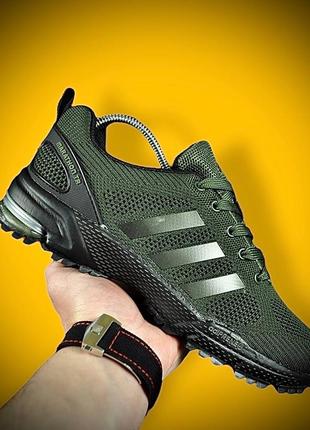 Стильные кроссовки адедас adidas мужские хаки/зеленые текстильные+сетка деми, демисезонные осенние, веснушки, летние (на осень,весная,лето 2023-2024)4 фото