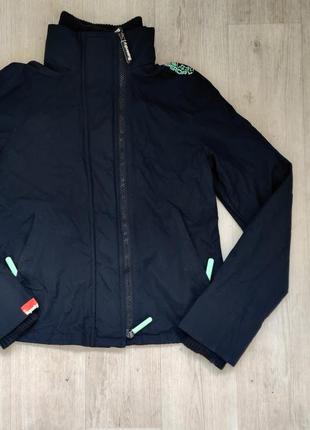 Куртка superdry windcheater супердрай s р чорная с зеленым оригинал