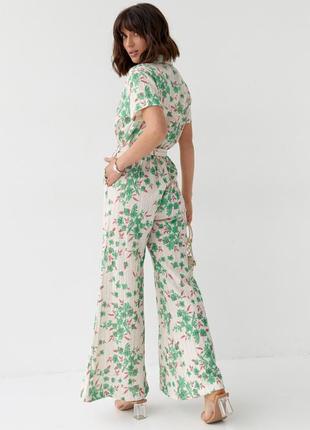 Женский летний комбинезон с брюками зеленый2 фото