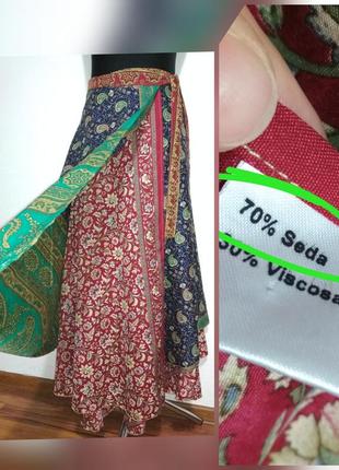 Шёлк вискоза натуральная роскошная шелковая длинная юбка на запах с шикарным принтом супер качество