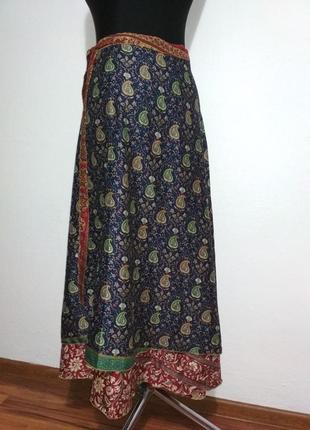 Шёлк вискоза натуральная роскошная шелковая длинная юбка на запах с шикарным принтом супер качество3 фото