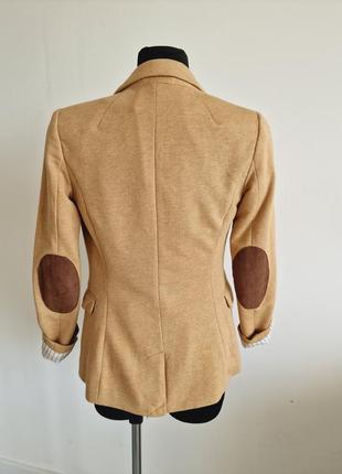 Трикотажный пиджак, блейзер песочного цвета. жакет на подкладке. песочный пиджак2 фото