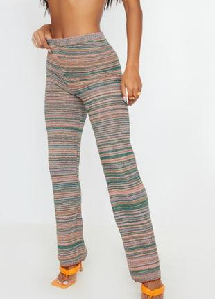 Вязанные разноцветные штаны брюки леггинсы prettlittlething3 фото