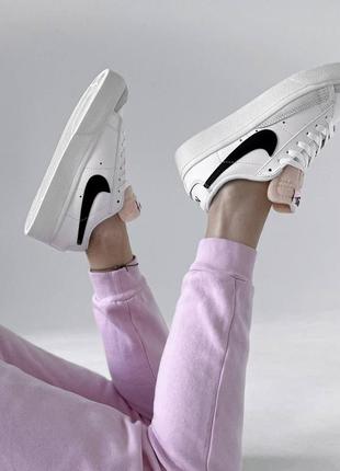 Кроссовки женские nike blazer low white black(высокая подошва)6 фото