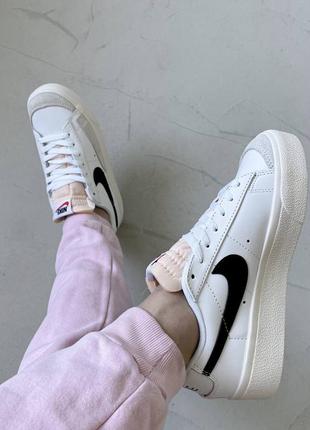 Кроссовки женские nike blazer low white black(высокая подошва)5 фото