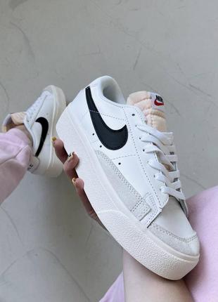 Кроссовки женские nike blazer low white black(высокая подошва)7 фото