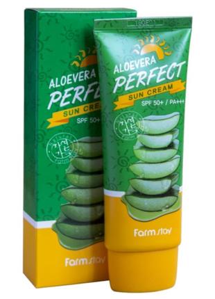 Farm stay aloevera perfect sun cream spf50+ pa+++
увлажняющий солнцезащитный крем с экстрактом алоэ вера, 70 г1 фото