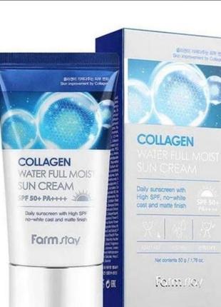 Колагеновий сонцезахисний крем farmstay collagen water full moist sun cream — 50 мл