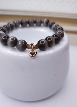 Браслет "позитив в гармонии". кошачий глаз, позолота