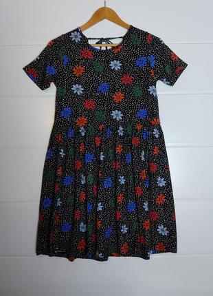 Нове з биркою натуральне віскозне, вільне плаття з еластаном, з квітковим принтом1 фото
