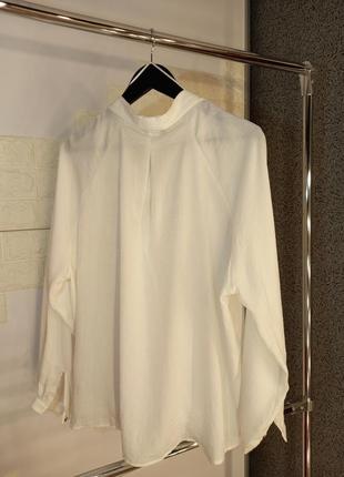 Блуза атласная с длинным рукавом белая блузка8 фото