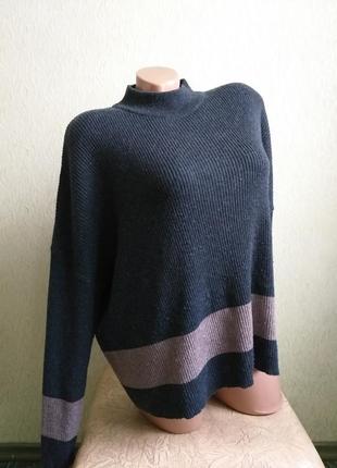 Гольф в рубчик. широкий свитер. пуловер. 5% шерсть. темно-серый, мокко, асфальтовый.7 фото