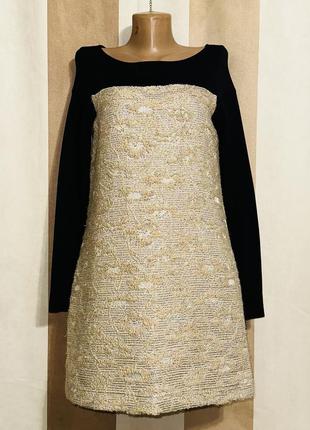 Прекрасное итальянское элегантное твидовое платье-миди es'givien в стиле chanel
