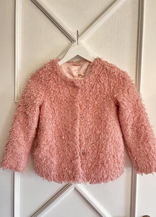 Искусственная шубка нежно розовая 7-10 лет