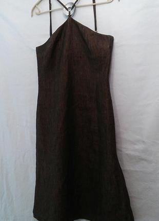 Un1deux2trends3, платье сарафан лен коричневый
