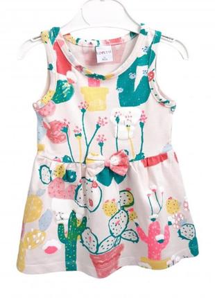 Трикотажное платье-сарафан для девочки р 86 и 104 р. кактус, lovetti турция 575786-390