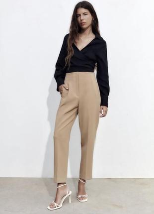 Бежевые брюки,штаны с высокой посадкой из новой коллекции zara размер s,l