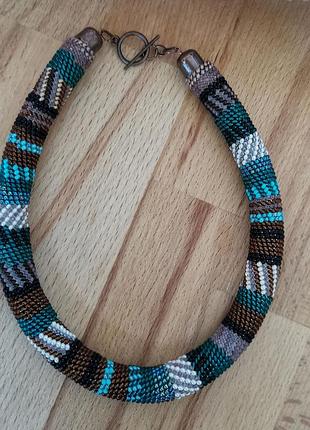 Украшение из бисера колье-жгут "дыхание леса"3 фото