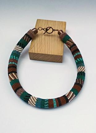 Украшение из бисера колье-жгут "дыхание леса"6 фото