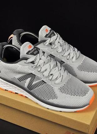 Мужские кроссовки светло-серые подошвой баланс new balance текстильные+сетка деми, демисезонные осенние, весневые, летние (на осень,весная,лето 2023-2024)