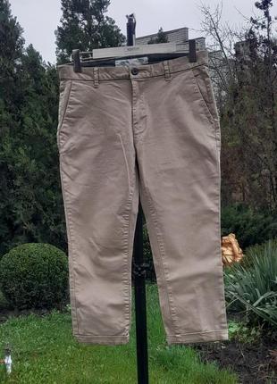 Бежевые укороченные брюки/чинос stretch slim3 фото