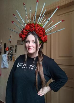Венок с цветами по заказу тиара корона с лучами украшение на голову обруч с цветами10 фото