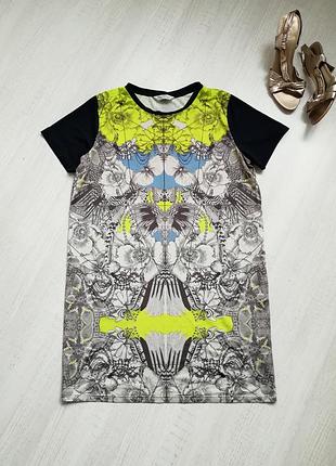 🌹 платье футболка прямого кроя🌹 платье в цветочный принт в стиле ретро