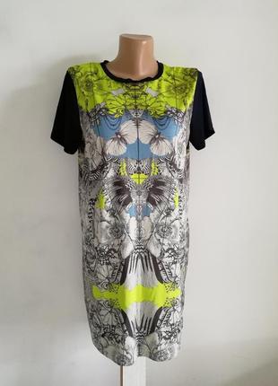 🌹 плаття футболка прямого крою🌹 сукню в квітковий принт в стилі ретро3 фото
